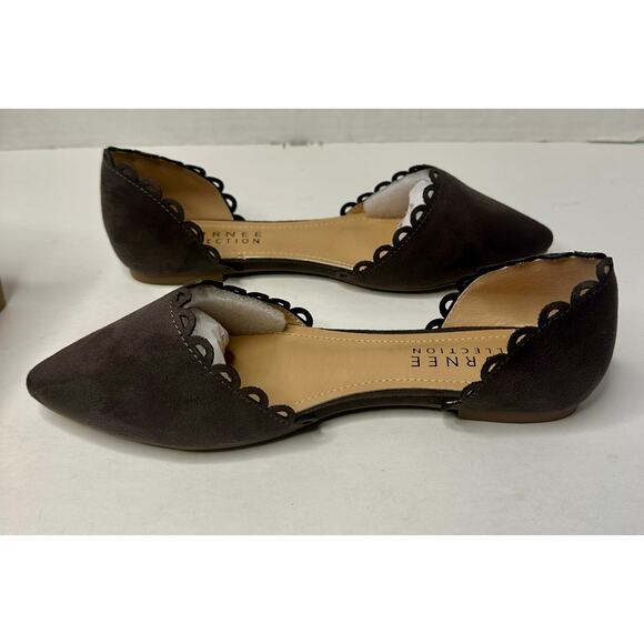 Journee Collection Women's Jezlin Scalloped Flats Grey Size 8W NEW - Picture 4 of 7